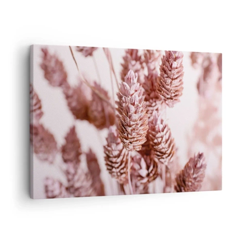 Obraz na płótnie - Zbliżenie na delikatne różowe kłosy traw ozdobnych - 70x50cm - Z pozoru niepozorne - Nowoczesna dekoracja ścienna do salonu i sypialni ARTTOR