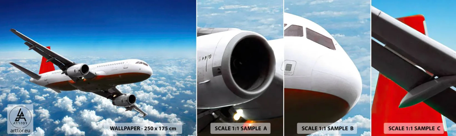 Fototapeta Próbka Standard Eco - Oderwij się od tego wszystkiego - Samolot, Podróże, Chmury - 100x30 cm