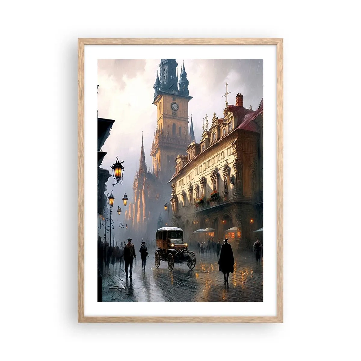 Plakat w ramie jasny dąb - Czar praskiego wieczoru - 50x70 cm