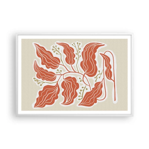 Plakat w białej ramie - Ludowo i koralowo - 100x70 cm