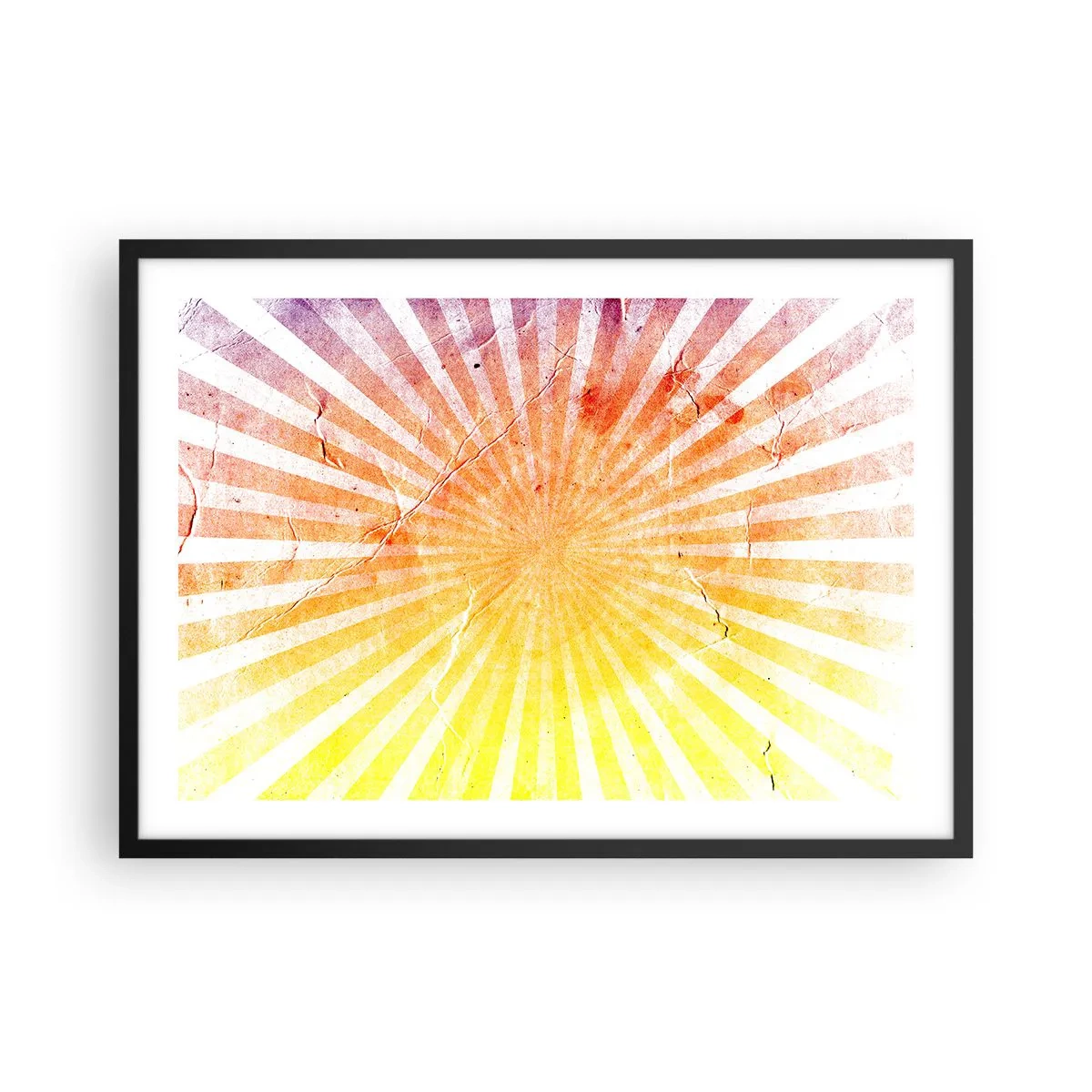 Plakat w czarnej ramie - Promienie słońca w odcieniach pomarańczu i żółci - 70x50cm - Wschody i zachody - Nowoczesna dekoracja ścienna do salonu i sypialni ARTTOR