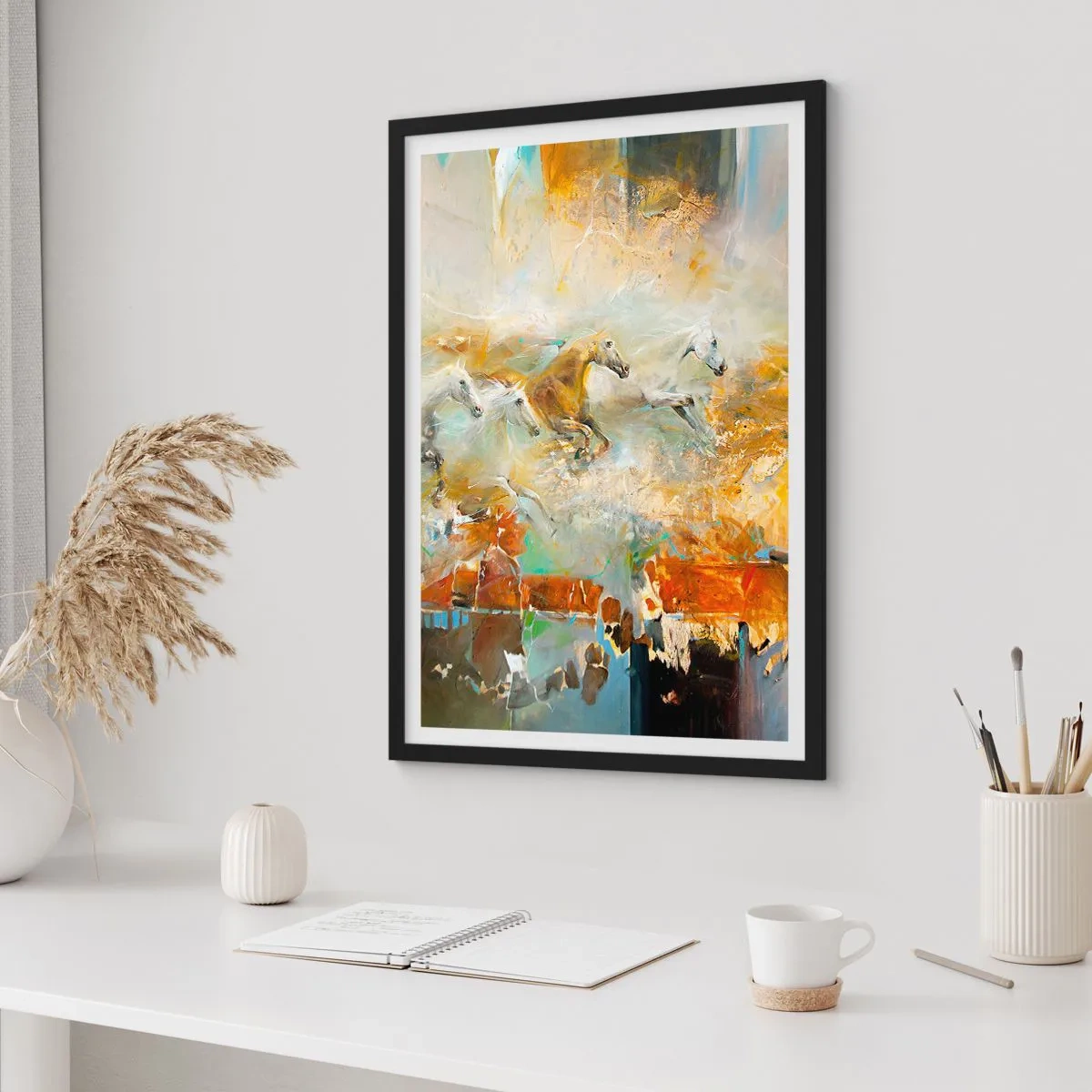 Plakat w czarnej ramie - Galopem przez światło - 70x100 cm