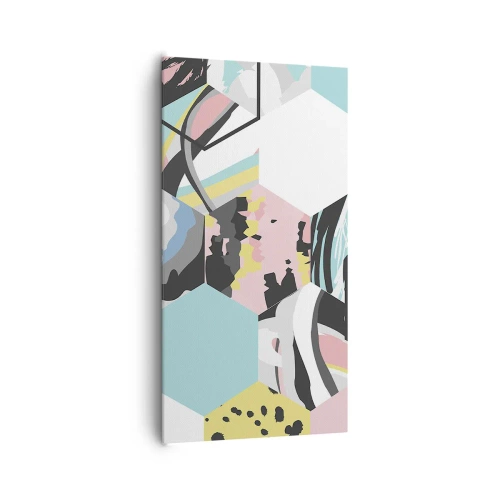 Obraz na płótnie - Sześciokąty i sześciany w sześciu barwach - 65x120 cm