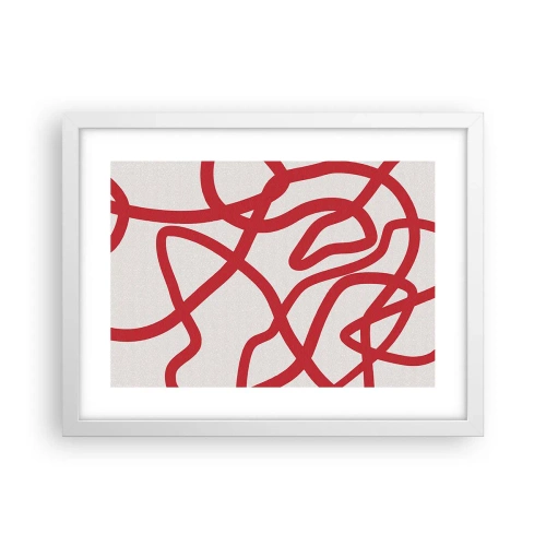 Plakat w białej ramie - Czerwono na białym - 40x30 cm