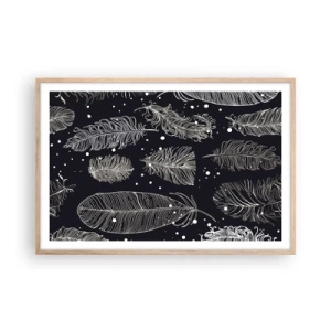 Plakat w ramie jasny dąb - Pierzasta koronka - 91x61 cm