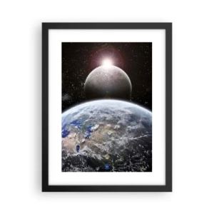 Plakat w czarnej ramie - Pejzaż kosmiczny - wschód słońca - 30x40 cm