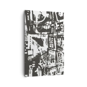 Obraz na płótnie - Abstrakcyjny monochromatyczny wzór w stylu retro - 80x120cm - Porządek czy chaos? - Nowoczesna dekoracja ścienna do salonu i sypialni ARTTOR