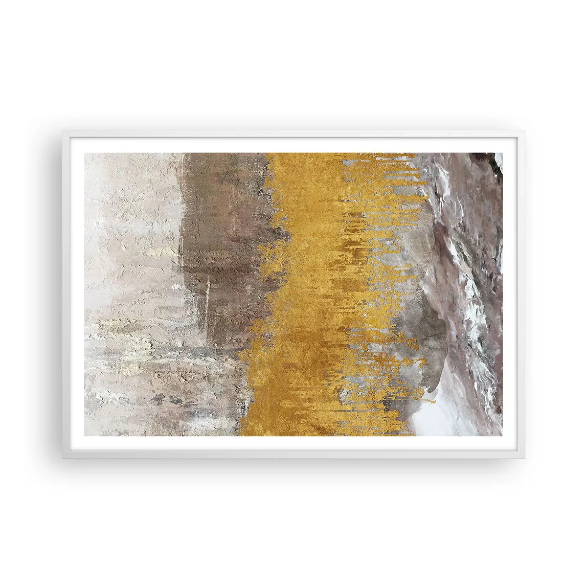 Plakat w białej ramie - Złocisty podmuch - 100x70 cm