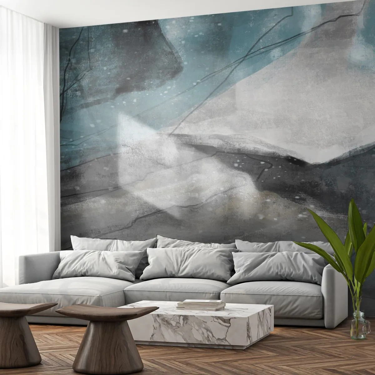 Fototapeta Premium Sand - Abstrakcyjna kompozycja skał i lodu - 100x70cm - Abstrakcja: skały i lód - Nowoczesna dekoracja ścienna do salonu, kuchni i sypialni ARTTOR