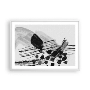 Plakat w białej ramie - Czarno-biała abstrakcja organiczna - 70x50 cm