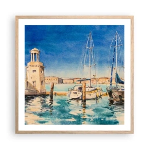 Plakat w ramie jasny dąb - Słoneczna laguna - 60x60 cm