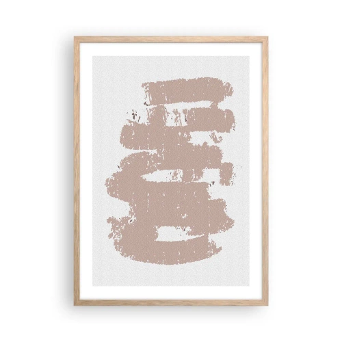 Plakat w ramie jasny dąb - Abstrakcja w łagodnym różu - 50x70 cm