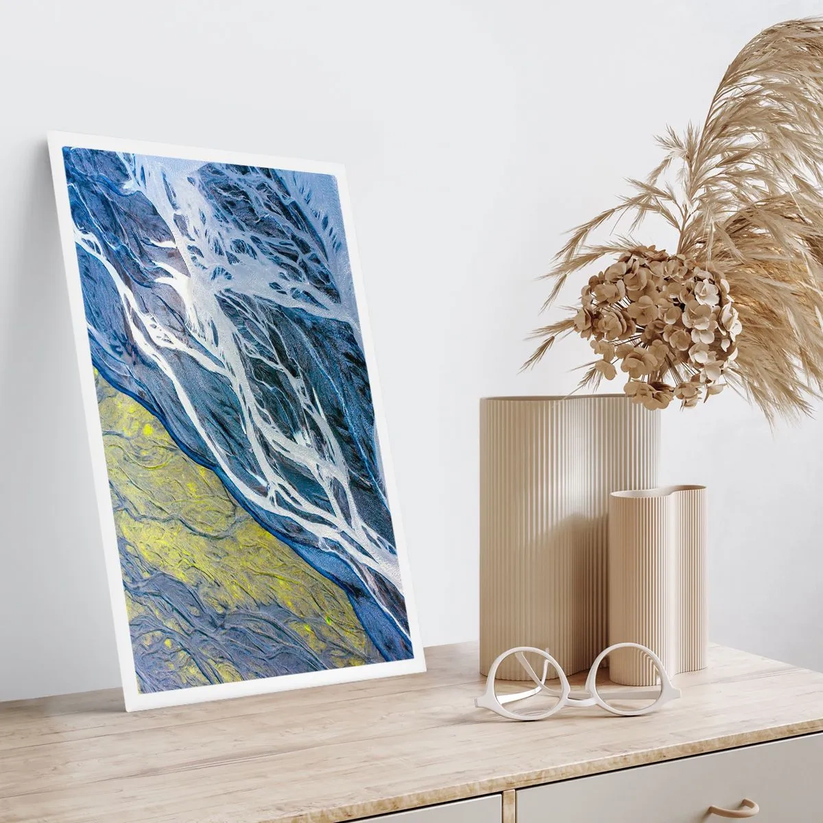 Plakat - Abstrakcyjna kompozycja przypominająca rzeki i skały - 50x70cm - Naskalne malowidła natury - Nowoczesna dekoracja ścienna do salonu, kuchni i sypialni ARTTOR
