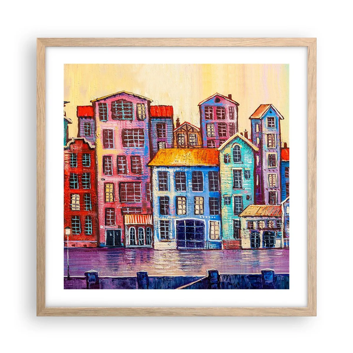 Plakat w ramie jasny dąb - Miasto jak z bajki - 50x50 cm