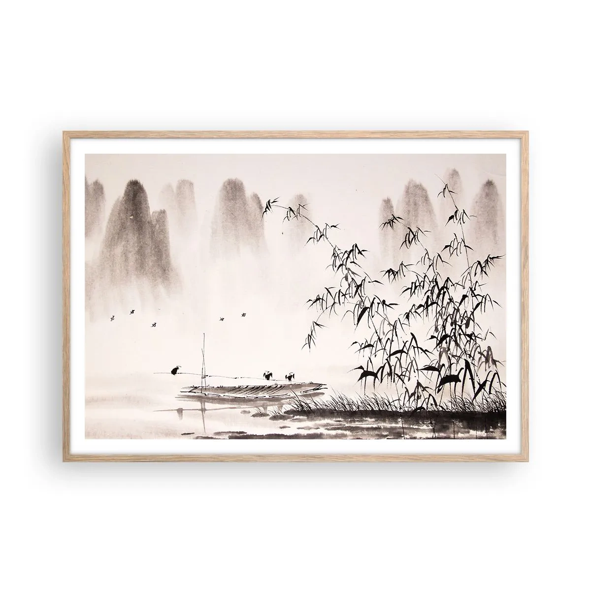 Plakat w ramie jasny dąb - Cisza ryżowych pól - 100x70 cm