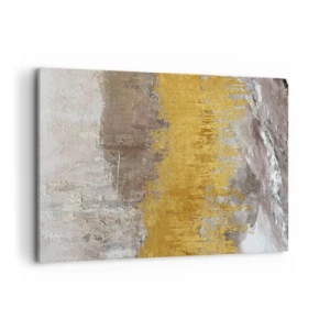 Obraz na płótnie - Złoty i beżowy abstrakcyjny wzór - 120x80cm - Złocisty podmuch - Nowoczesna dekoracja ścienna do salonu, kuchni i sypialni ARTTOR