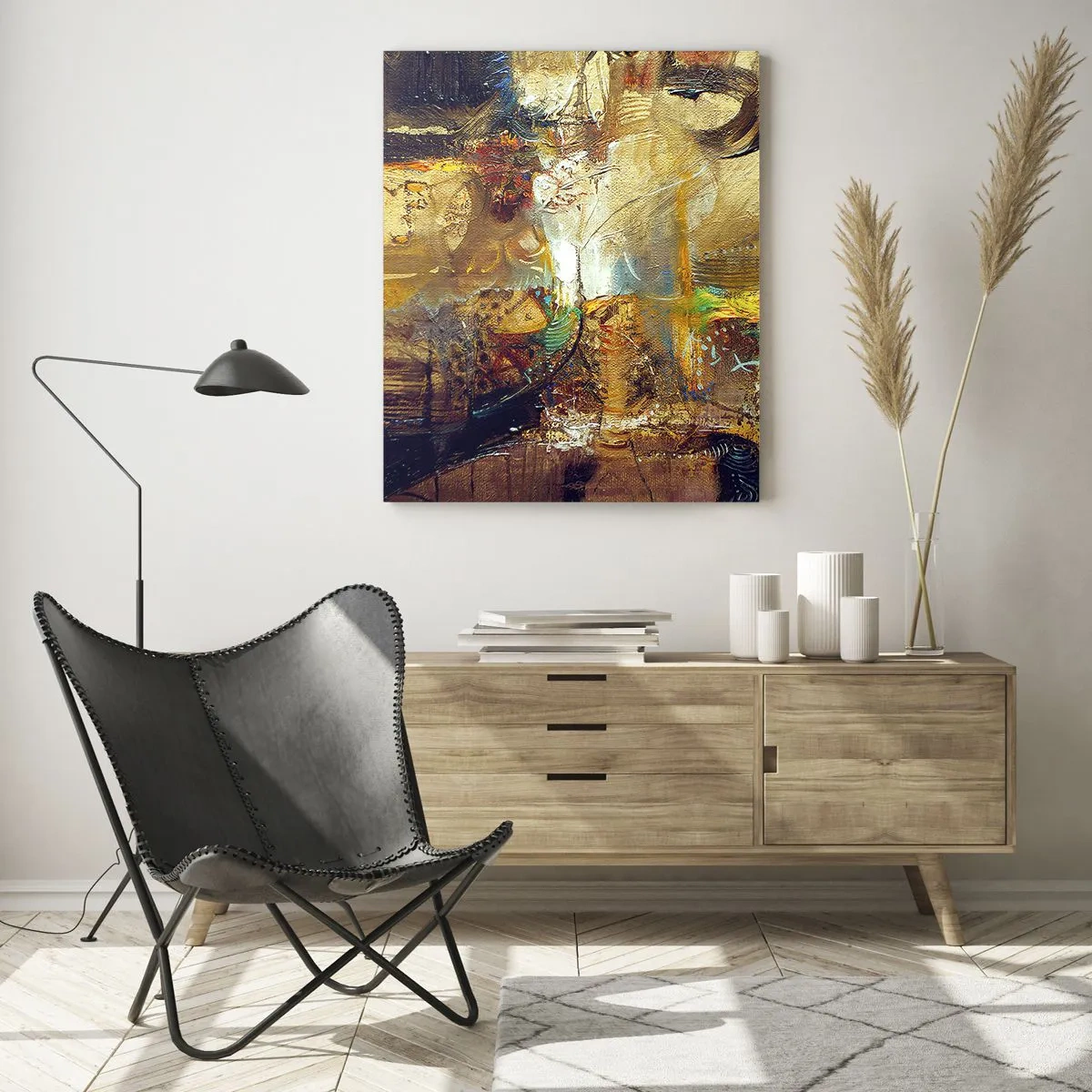 Obraz na szkle - Abstrakcyjna martwa natura w ciepłych barwach - 70x100cm - Zimno, cieplej, gorąco - Nowoczesna dekoracja ścienna do salonu i sypialni ARTTOR