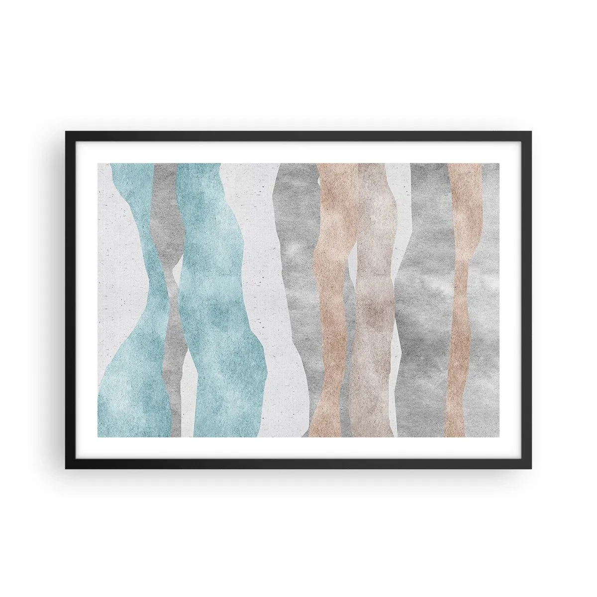 Plakat w czarnej ramie - Abstrakcyjne pasy w pastelowych odcieniach - 70x50cm - Studium bliskości - Nowoczesna dekoracja ścienna do salonu i sypialni ARTTOR