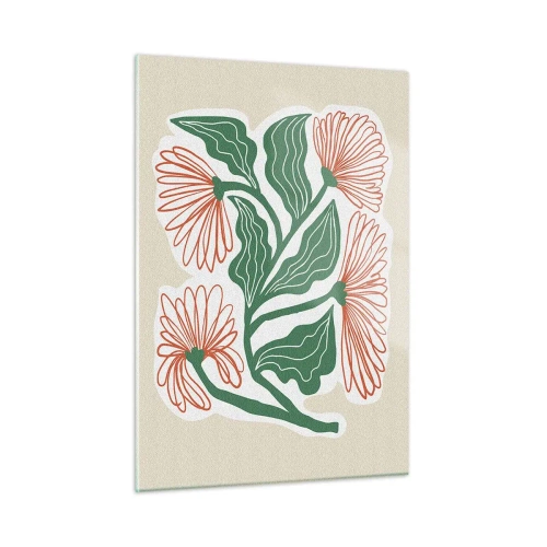Obraz na szkle - Dekoracyjne kwiaty w stylu folk na jasnym tle - 50x70cm - Ludowe i nowoczesne - Nowoczesna dekoracja ścienna do salonu, kuchni i sypialni ARTTOR