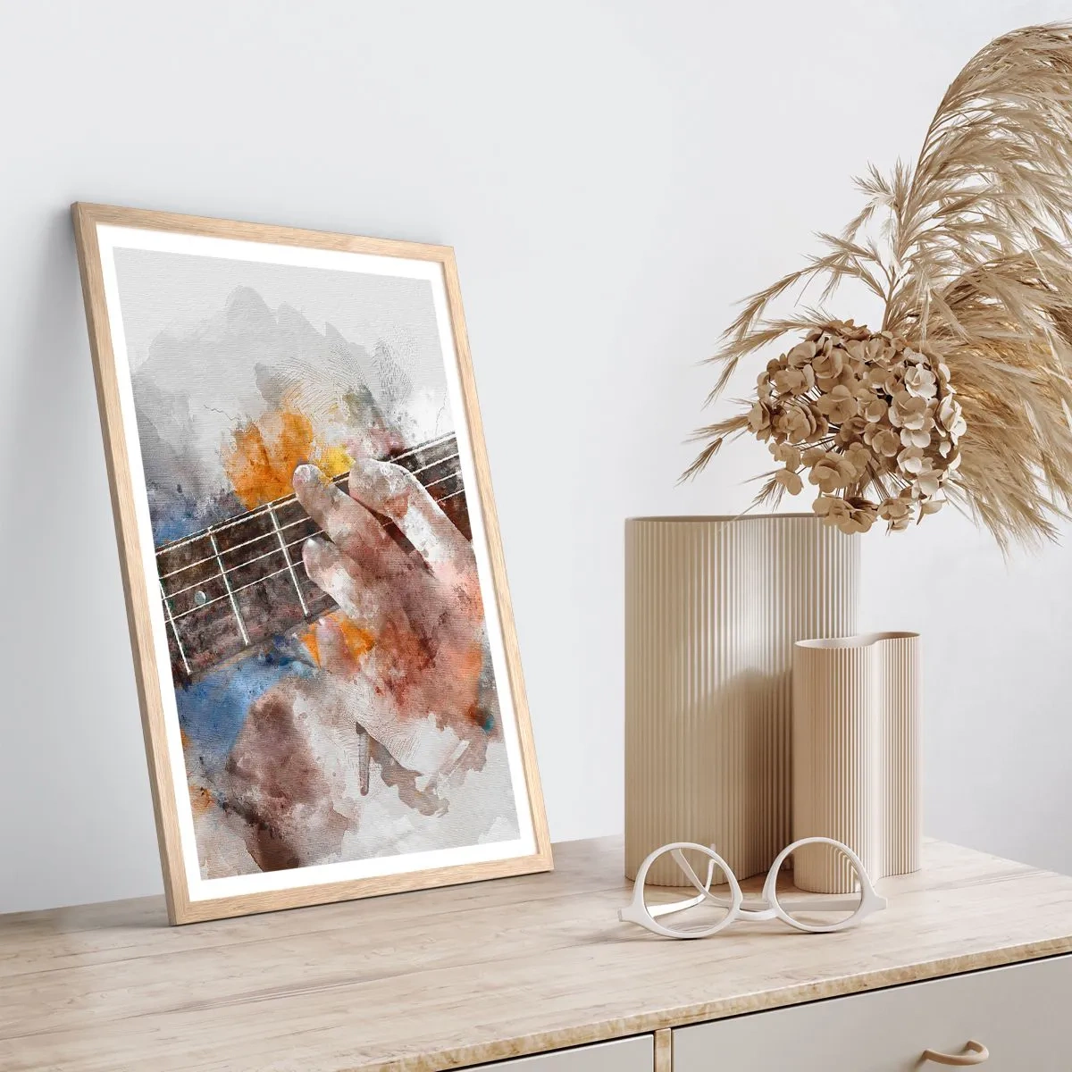 Plakat w ramie jasny dąb - Poezja między strunami - 30x40 cm