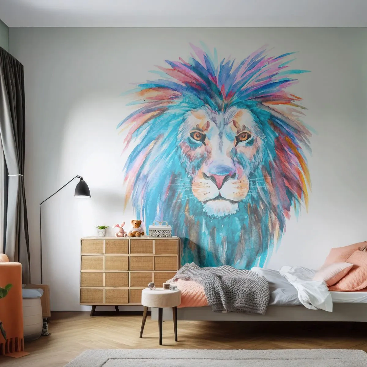 Fototapeta Premium Canvas - Elektryzująca aura - Zwierzęta, Lew, Abstrakcja - 500x350 cm