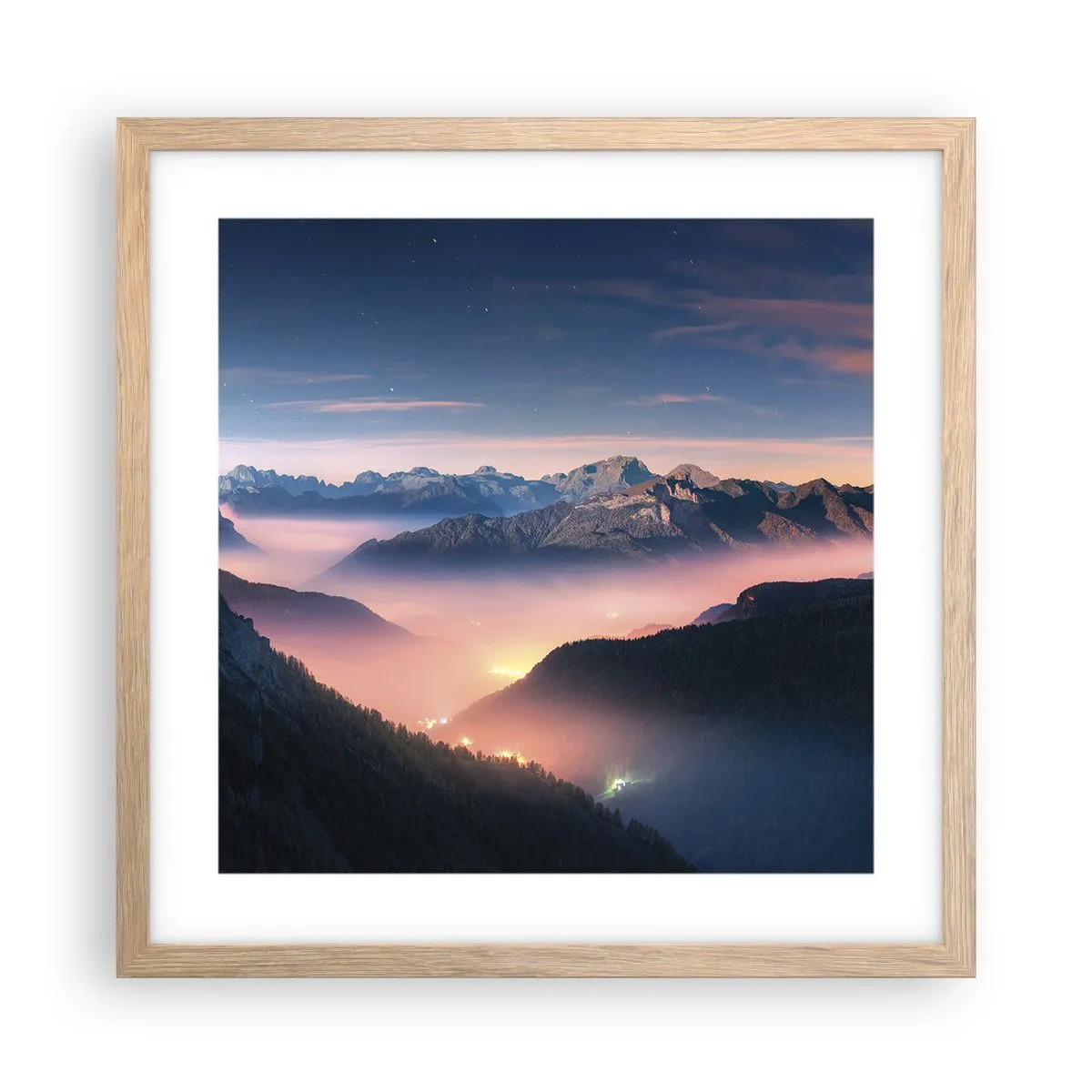 Plakat w ramie jasny dąb - Światło w dolinach - 40x40 cm