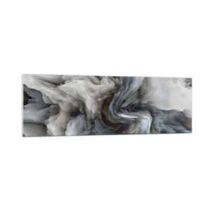 Obraz na szkle - Abstrakcyjny wir w odcieniach szarości i błękitu - 160x50cm - Kamień i kwiat - Nowoczesna dekoracja ścienna do salonu i sypialni ARTTOR