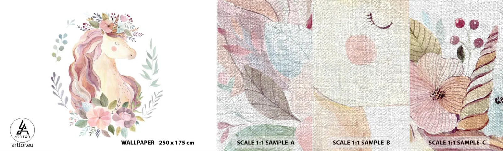 Fototapeta Próbka Premium Canvas - Zaproszenie do świata baśni - Jednorożec, Dziewczęce, Dla Dzieci - 100x30 cm