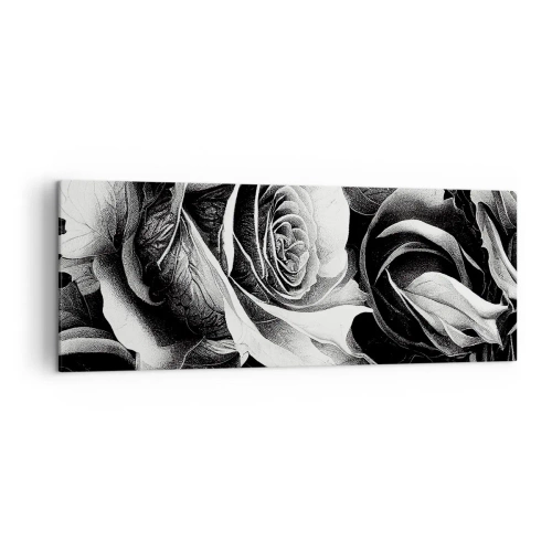 Obraz na płótnie - Czarno-białe róże w eleganckiej kompozycji - 140x50cm - Zawsze królowa - Nowoczesna dekoracja ścienna do salonu i sypialni ARTTOR