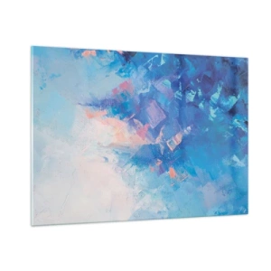 Obraz na szkle - Abstract winter landscape with cool blues and soft pink hues - 100x70cm - Zimowa abstrakcja - Nowoczesna dekoracja ścienna do salonu, kuchni i sypialni ARTTOR