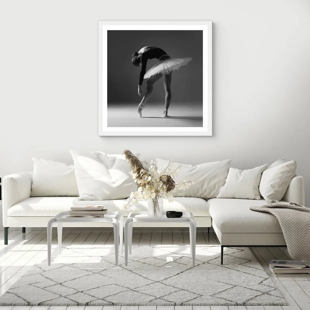 Plakat w białej ramie - Bella balerina - 40x40 cm