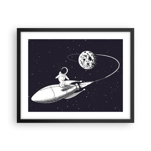 Plakat w czarnej ramie - Kosmiczny surfer - 50x40 cm