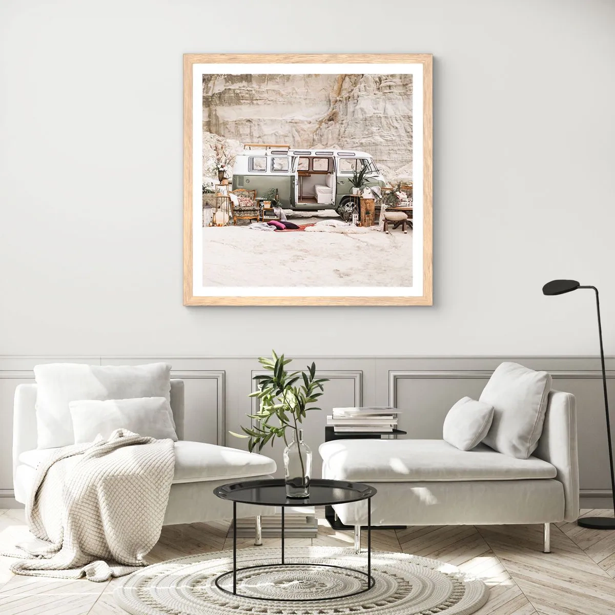 Plakat w ramie jasny dąb - Podróż czas zacząć - 50x50 cm