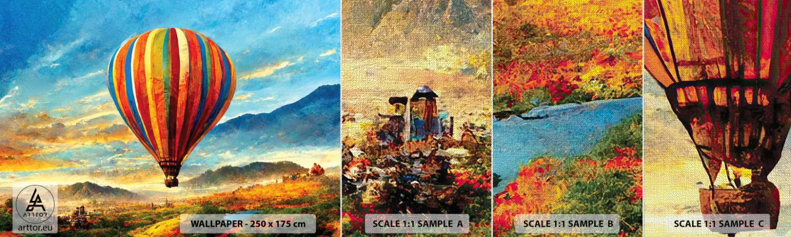 Fototapeta Próbka Premium Canvas - W ciszy widać więcej - Balon, Krajobraz, Natura - 100x30 cm