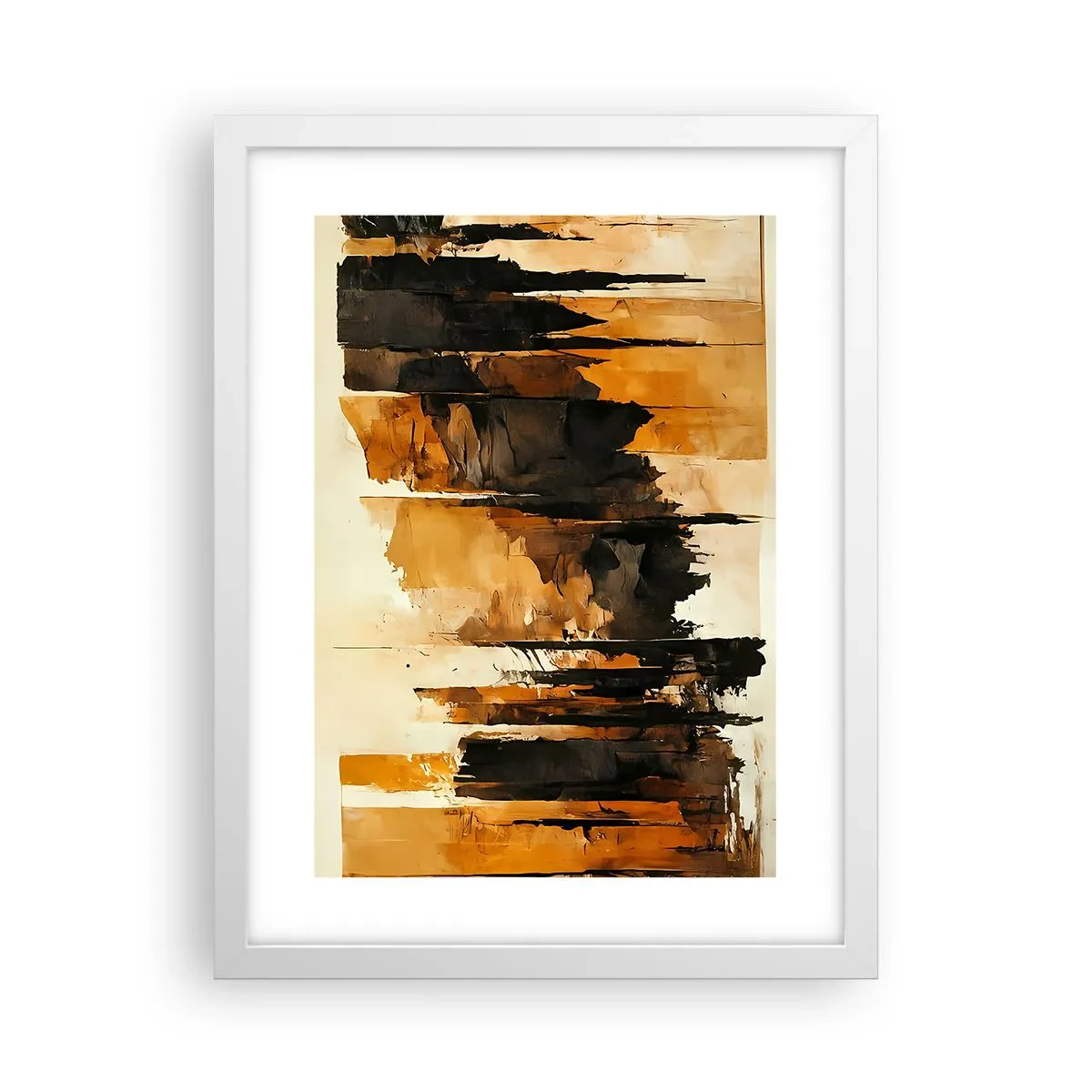 Plakat w białej ramie - Harmonia czerni i złota - 30x40 cm