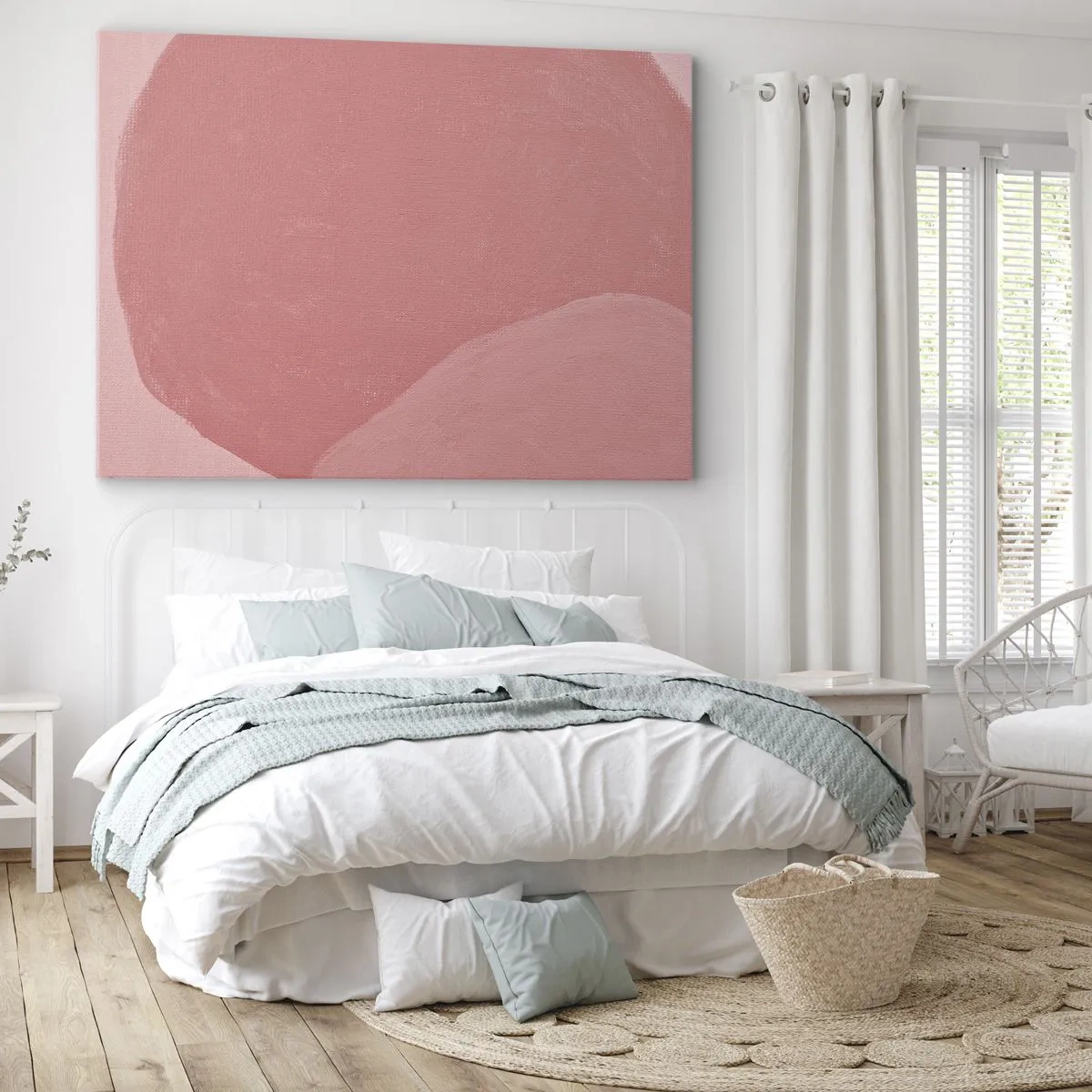 Obraz na płótnie - Delikatna abstrakcja w odcieniach różu, organiczne formy i minimalizm - 70x50cm - Organiczna kompozycja w różu - Nowoczesna dekoracja ścienna do salonu i sypialni ARTTOR