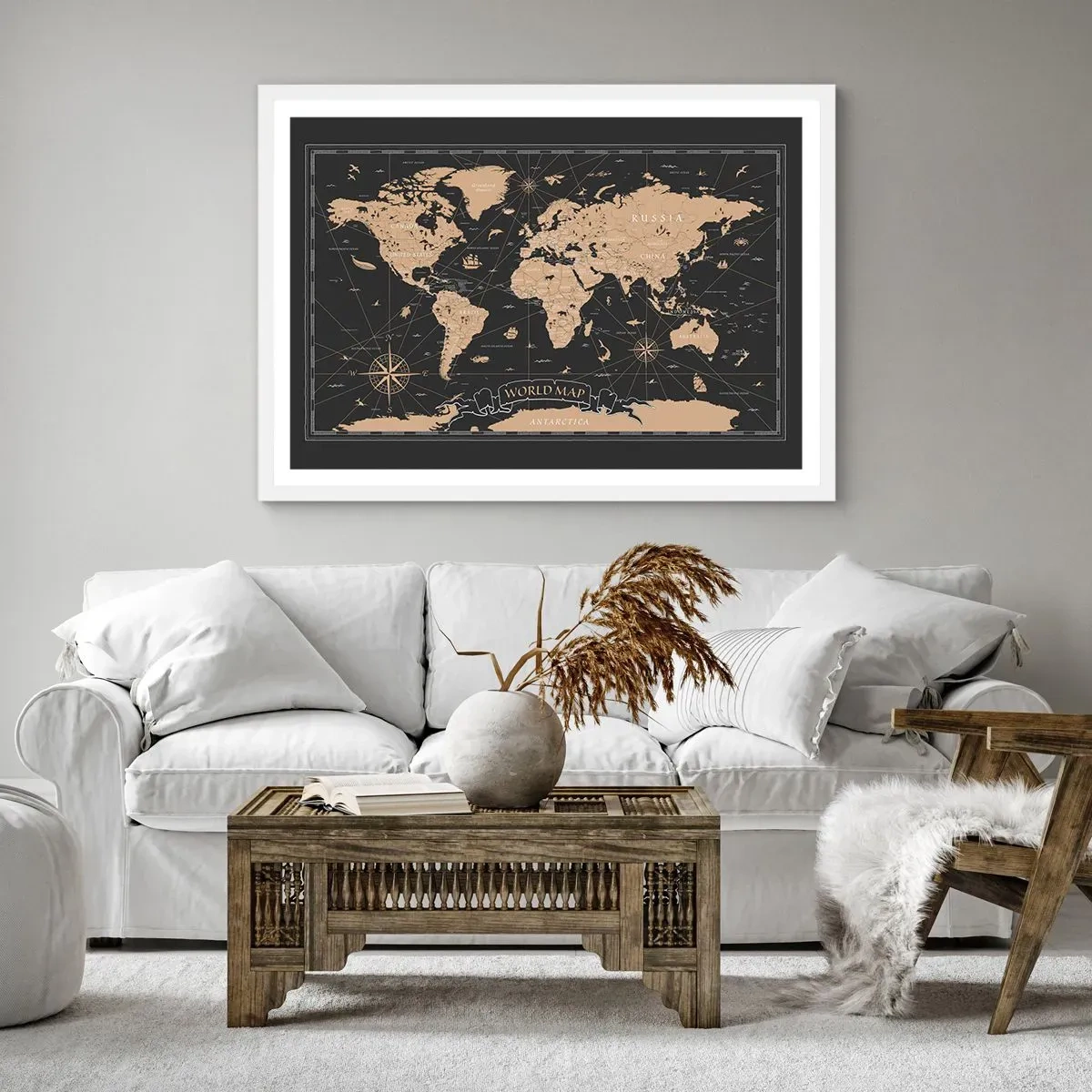 Plakat w białej ramie - Granice mojego świata - 91x61 cm