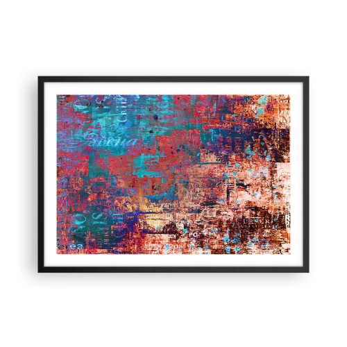 Plakat w czarnej ramie - Abstrakcyjna kompozycja z mieszanką intensywnych kolorów - 70x50cm - Pamięć i niepamięć - Nowoczesna dekoracja ścienna do salonu i sypialni ARTTOR