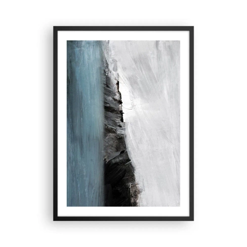 Plakat w czarnej ramie - Abstrakcyjna kompozycja skalistego wybrzeża i oceanu - 50x70cm - Woda – ziemia: starcie żywiołów - Nowoczesna dekoracja ścienna do salonu i sypialni ARTTOR
