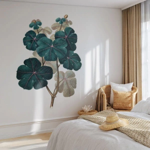 Fototapeta Premium Sand - Ilustracja botaniczna z zielonymi liśćmi na białym tle - 100x70cm - Ze starego zielnika - Nowoczesna dekoracja ścienna do salonu, kuchni i sypialni ARTTOR
