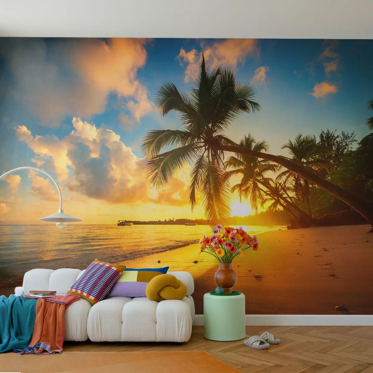 Fototapeta Samoprzylepna Deluxe Sticker - Karaibskie marzenie - Krajobraz, Palma Kokosowa, Morze - 250x175 cm