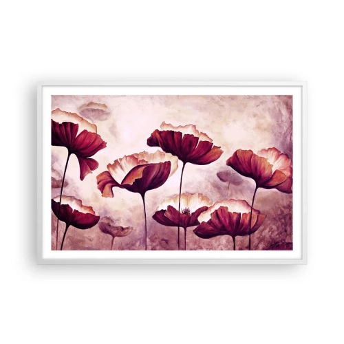 Plakat w białej ramie - Płatek czerwony i biały - 91x61 cm