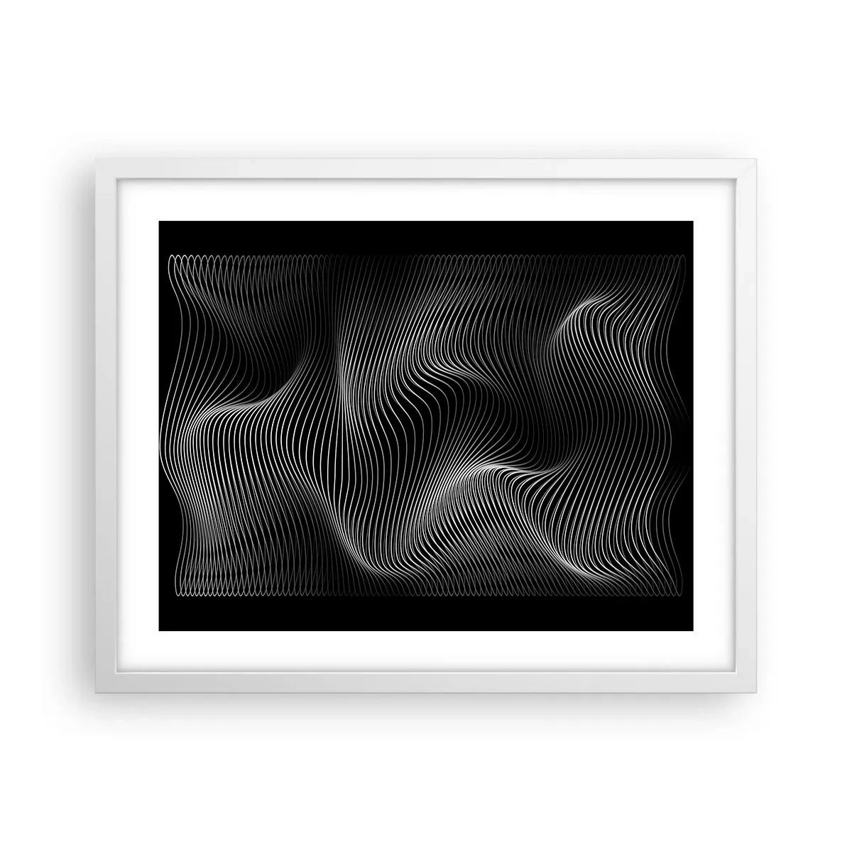 Plakat w białej ramie - Taniec światła w przestrzeni - 50x40 cm