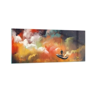 Obraz na szkle - Łodzią przez galaktykę - 100x40 cm