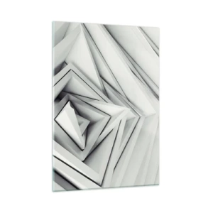 Obraz na szkle - Trójwymiarowe geometryczne formy w odcieniach szarości - 50x70cm - Ostrych kątów pąkowie - Nowoczesna dekoracja ścienna do salonu, kuchni i sypialni ARTTOR
