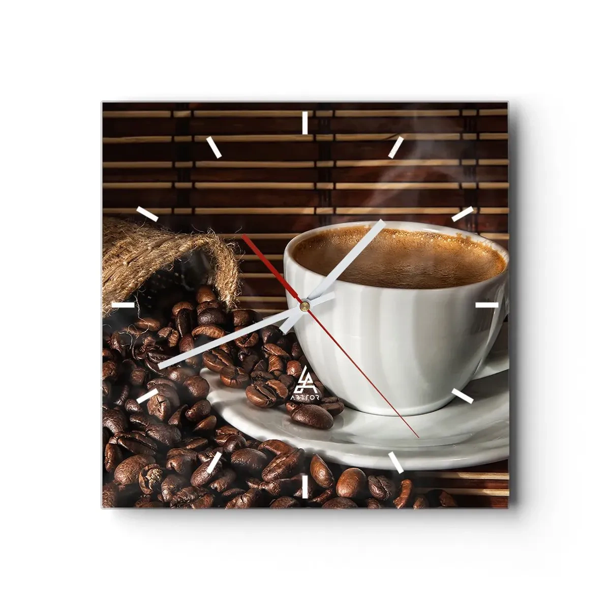 Zegar ścienny - Czarność węgla, przejrzystość bursztynu - 40x40 cm