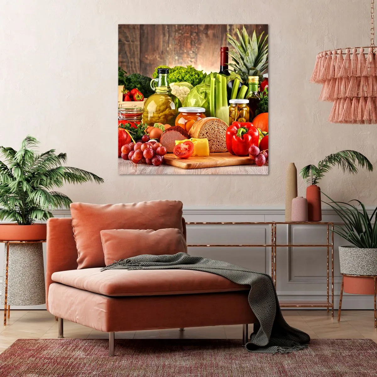 Obraz na płótnie - Wędzone, pieczone, marynowane - 70x70 cm