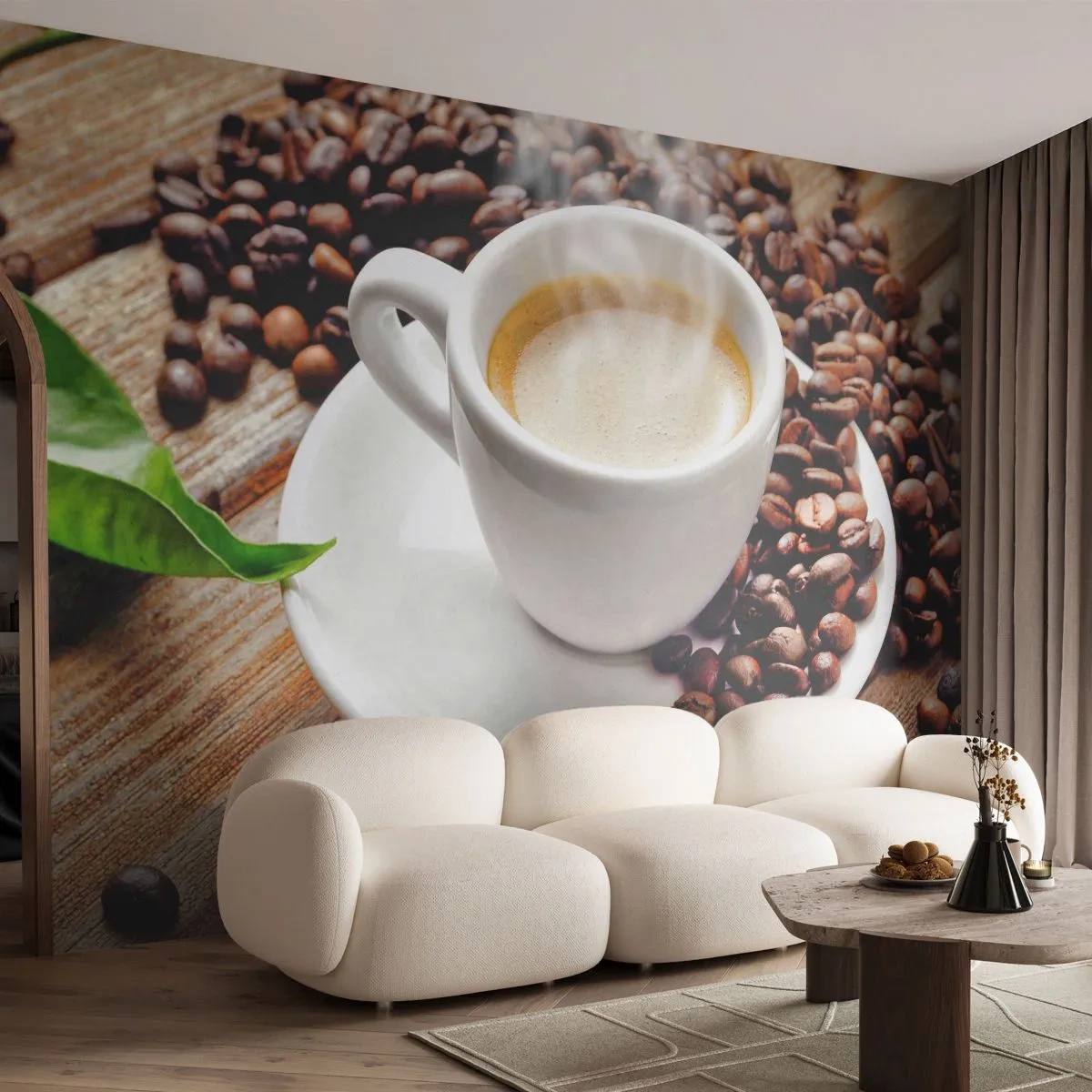 Fototapeta Samoprzylepna Deluxe Sticker - Kawa na ławie - Gastronomia, Kawa, Filiżanka - 250x175 cm