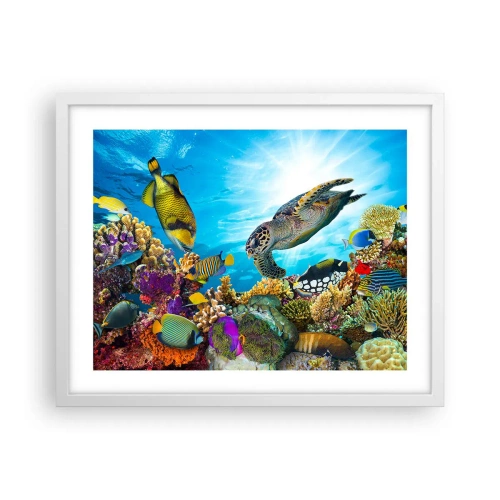 Plakat w białej ramie - Koralowa promenada - 50x40 cm