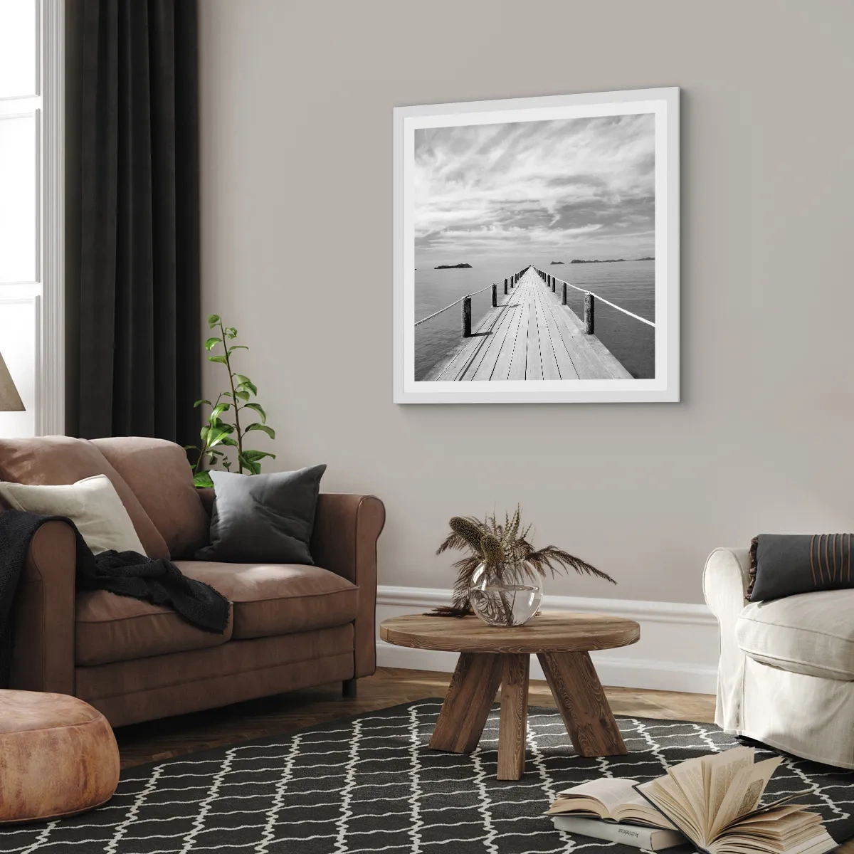 Plakat w białej ramie - A może podróż… - 50x50 cm